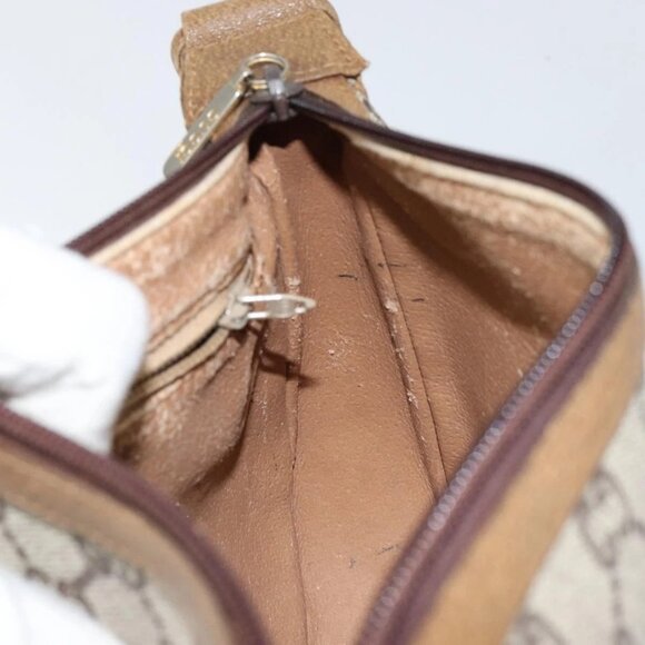 GUCCI GG PLUS Canvas Shoulder Bag PVC Leather Beige Auth th6401 - Picture 12 of 16